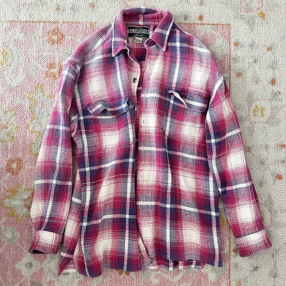 oversized waffle knit button down